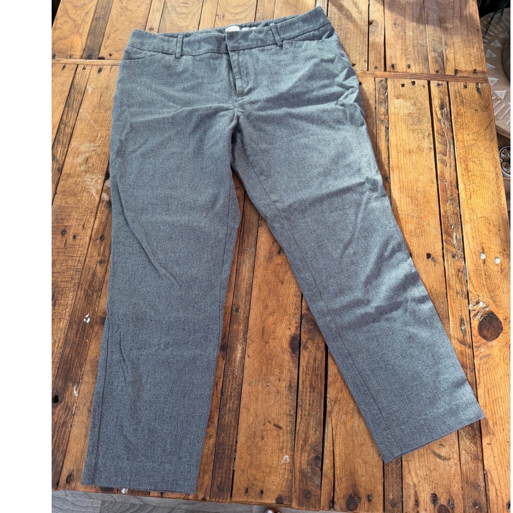 Gray Ankle Pants Womens 12 Stretch Straight Leg Office Workwear Minimalist